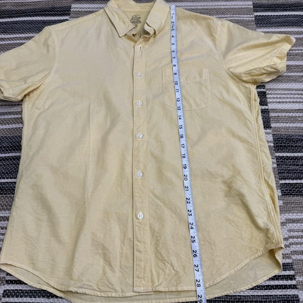 J.Crew Shirt Mens Large Yellow Lightweight Oxford Slim Button Down Short Sleeve - Picture 10 of 13